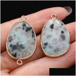 Charms Natural Semiprecious Stone Pendant Connector Flash Labradorite Diy Jewelry Making Necklace Bracelet Giftcharms Drop Del Dh5Mm