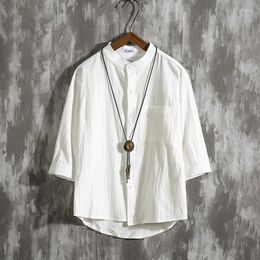 Ethnic Clothing Men'S Loose Harajuku Cotton Linen Shirt White Mens Summer Chinese Style Plus Size Short-Sleeve Shirts 30078