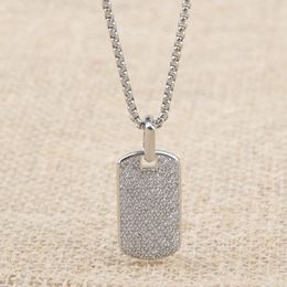 Fashion Silver Tag Pendant Necklace for Men Unisex Box Chain Classic Jewellery Anniversary Valentine's Day Party Gift