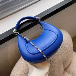 Half Moon Small Pu Leather Armpit Bag with Short Handle 2023 Women Designer Handbag Luxury Chain Lady Shoulder Crossbody 230209