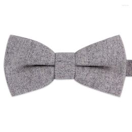 Bow Ties 2023 Fashion Men's Wedding Double Fabric Wool Solid Colour Bowtie Banquet Anniversary Butterfly Tie With Gift Box