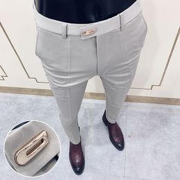 Mens Pants casual pants business fashion social suit autumn long solid color office wedding 9 points pan 230209