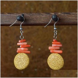 Dangle Chandelier Creative Volcanic Lava Rock Earrings Womens National Style Exotic Fashion Accessories Versatile And Retro Ro Dhcpp