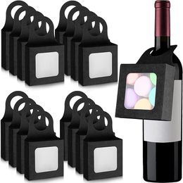 Schwarz braune Weinflaschenschachtel mit Fenster Organza Weintaschen Set hängen faltbare Wein Geschenkbox Weinschachtel für Geschenke Halter