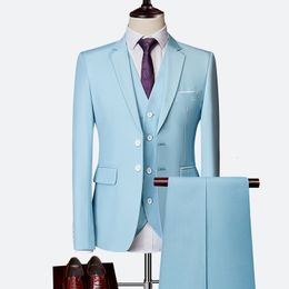 Mens Suits Blazers Wedding suit men Dress Korean Slims Business 3 pieces jacket Pants Vest Formal Suit tuxedo groom 230209