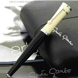 wholesale Collection Goddess Greta Garbo Black Resin Rollerball Pen Fountain Ballpoint Pens Writing Office School Supplies With Pearl Cap