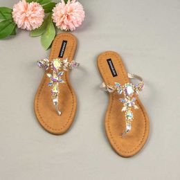 Beach Summer 2022 for Gladiator Holiday Woman Sandals Ladies Flip Flops Large Size Flat Heels Beautiful Crystal Women's Shoes T230208 581