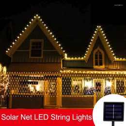 Strings Solar Net Mesh String Lights Fairy Home Garden Holiday Lamp Party Wedding Christmas Decoration Garland Led Light Outdoor