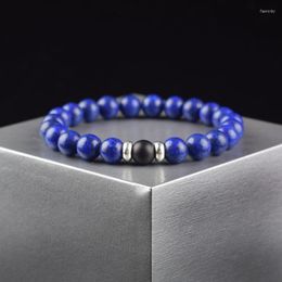 Charm Bracelets 2Pcs/set Couple Distance Natural Lapis Lazuli Matte Onyx Stone Beads Bracelet Homme Set Matching Jewellery For Women