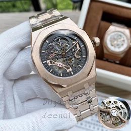 Men's automatic mechanical watch 42mm all-stainless steel designer hollow-out classic fashion sapphire glass luminous waterproof montre de lux Wristwatch