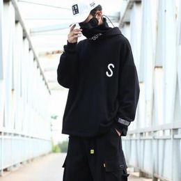 Men's Hoodies & Sweatshirts Techwear Black Hoodie Sweatshirt With Hood Hooded Top Shirt Goth Hip Hop Harajuku Streetwear Darkwear