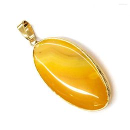 Pendant Necklaces Natural Stone Gem Edging Egg-shaped Handmade Crafts DIY Retro Charm Elegant Necklace Jewellery Accessories Gift Making