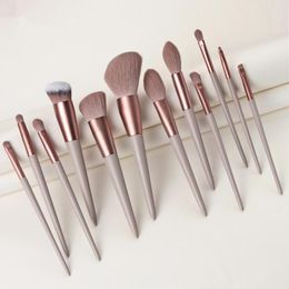 Makeup Brushes 12Pcs Set Foundation Powder Make Up Brush Tools Kit Blush Highlighter Eyeshadow Eyebrow Eyes Concealer Lips