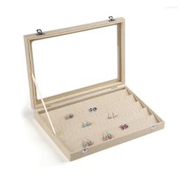 Jewelry Pouches 2023 Fashion Linen 35 24 4.5CM Earrings Ear Studs Organizer Show Case Display Holder Box Storage Boxes