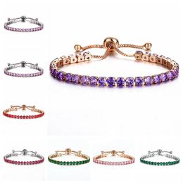 Tennis Cr Jewellery Zircon Bracelet Glittering Crystal Pusl Ladies Gold Drill Single Row Wholesale Drop D Dhzh4