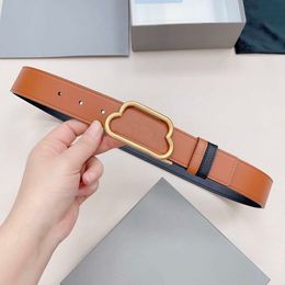 Top Designer Belt Fashion Double-sided Head Layer Cowhide Plain Grain Men Women Belts Width 3.4cm Jeans Business Formal Dress Belt Gift Box