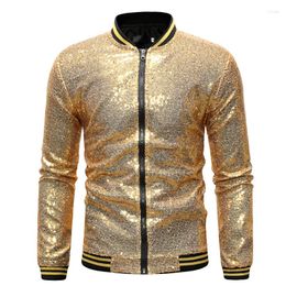 Men's Jackets 2023 Men's Loose Sequins Dance Jacket Fashion Stand Collar Zipper Studio