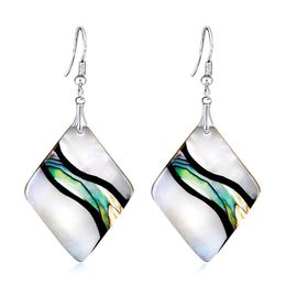 Dangle Chandelier Wholesale Abalone Earrings Geometric Shell Rhombic Colorf Unique Charms Women Jewelry Decoration Dhjmr