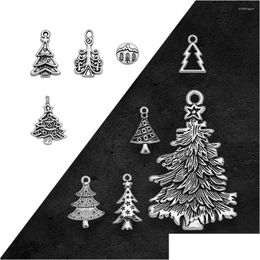 Charms Antique Sier Plated Christmas Tree Winter Pinaster Pine Pendants For Diy Bracelets Jewellery Making Supplies Accessorie Dhjck