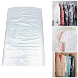 Dust Cover 50pcsLot Plastic Transparent Dust Cover Garment of Clothes Hanging Pocket Storage Bag Wardrobe Hanging Clothing 230208