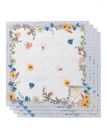 Table Napkin Spring Flowers Orchid Retro Set Wedding Banquet Cloth Soft Tea Towels Dinner Handkerchief