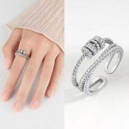fidget beads rings for women men rotate freely antistress anxiety ring worry stress relief jewelry adjustable stacking ring