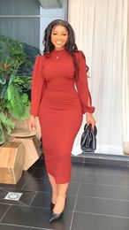 Plus size Dresses Plus Size Dresses Designer Dress Women Luxury Runway Evening Dress Formal Dress Women Elegant O-Neck Mid-Calf Office Lady 230209