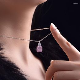 Chains Zhanhao Solid 9 10mm S925 Sterling Silver Necklace Custom Radiant Cut Fancy Colour Zircon For Women Girls