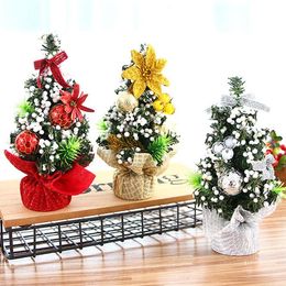 Christmas Decorations 10Pcs Mini Tree 20cm Snow Frost DIY Craft Desktop Decoration Ornaments Decorative Gift