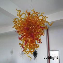 Modern Lamps Fancy Hand Blown Glass Chandelier Orange Colour 24*40/28*44 Inches Indoor Lighting for Staircase Apartment Home Duplex Building Chandeliers LR484