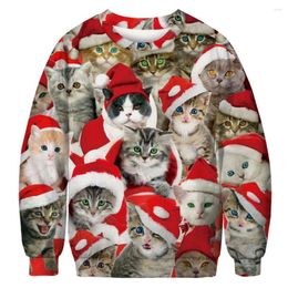 Männer Pullover Hässliche Weihnachten Rot Mode 3D Cartoons Digitaldruck Rundhals Langarm Party Geburtstag Weihnachten Sweatshirt Pullover