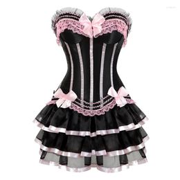 Bustiers & Corsets Bustier Lingerie Corset Lace Up Pink For Girl's Overbust Plus Size And Princess Dress Tutu Skirt Victorian
