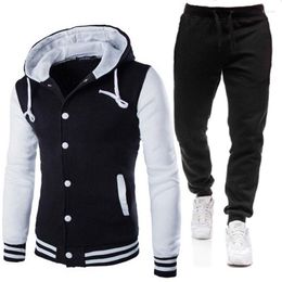 Women's Two Piece Pants 2023 Fashion Mens Street Retro Baseball Uniform Hooded Jackets 2 Sets Brand Harajuku Wild Casual Couples Coats