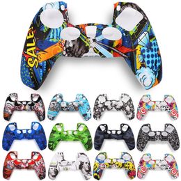 2023 Soft Protective Cover Silicone Case Skin Protector Cases Camouflage Watercolour Printing Cover For PS5 Controller Playstation 5 Gamepad Joystick