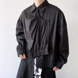 Men's Casual Shirts Men Women Asymmetric Design Japan Streetwear Fashion Loose Long Sleeve Unisex Dark Black Male Blouse Coat