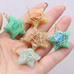 Pendant Necklaces Natural Agate Stone Resin Cute Star Gold Thread Crafts Jewelry Making DIY Necklace Earring Accessories Gift Party28x38mm