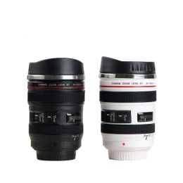Kreativ 400 ml Kamera-Objektiv Becher tragbarer Edelstahl-Becher-Reisebecher Milchkaffeetassen Neuheit Kameraobjektiv Doppelschichtbecher