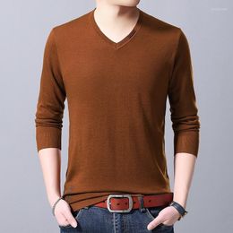 Men's Sweaters Top Quality Korean Autum Winter Casual Jumper Clothes Men Fashion Brand Knitted Pullover Trendy Plain Mens V Neck Sweater