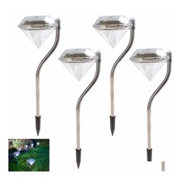 Solar Wall Lights Stainless Lawn Light For Garden Decorative Power Led Outdoor Diamond Yard Lighting Drop Delivery Re Able Energy Dhhao