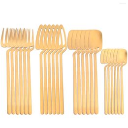 Dinnerware Sets Zoseil 24Pcs Gold Set Stainless Steel Cutlery Kitchen Dinner Matte Tableware Knife Fork Spoon Flatware