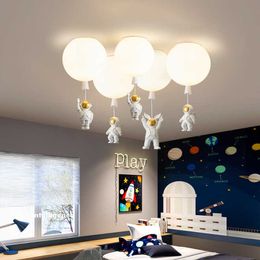 Lights Creative Cartoon Kid Bedroom Light with Astronaut Acrylic Lampshade Colourful Bubble Ceiling Lamp E27 Bulb Pink Green 0209