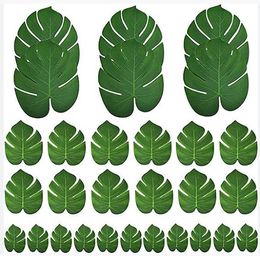 Party Decoration 30PCS Tropical Artificial Palm Leaves Monstera Party Decoration 3 Size (Large Medium Small) for Hawaiian Luau Party Jungle Beach Theme Table Decor