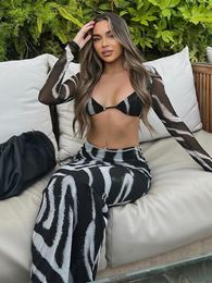 Two Piece Dress Women Skirts Sets Elegant Sexy Zebra Print Party Outfits Summer Long Sleeve Tshirts and Maxi Suits 230209