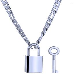 Chains 2023 Goth Padlock Lock Chain Necklace Women Men Punk Key Brand Lover Friendship Jewellery Long Circle Neck Accessories