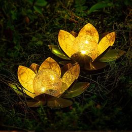 Lawn Lamps Solar Light Amber Garden Lights Festival Outdoor Decorative Decoration Gardening Supplies Crackle