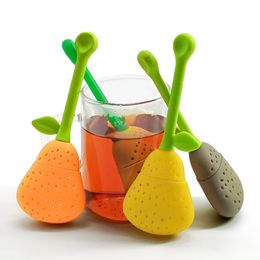 Pear Tea Infuser Silicone Ball Leaf Tea Strainer Brewing Device Herbal Spice Philtre Kitchen Tools