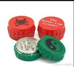 Creative Beer Cap Two-Layer Mini Tooth Smoke Grinder 50MM Diameter Portable Metal Bottle Cap Smoke Crusher Wholesale