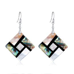 Dangle Chandelier Abalone Earrings Geometric Shell Squar Colorf Unique Charms Women Jewelry Decoration Es1D021 Shi Dhs9H