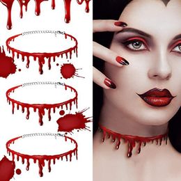 Choker Chokers Halloween Goth Blood Dripping For Women Girls Rubber Punk Charms Necklace Jewellery 90s Style Cosplay Friends GiftsChokers Bloo