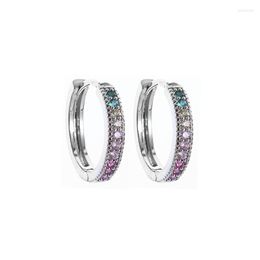 Hoop Earrings Colorful Zircon Huggie For Women Small Anti-allergy Pierced Fashion Jewelry Gift